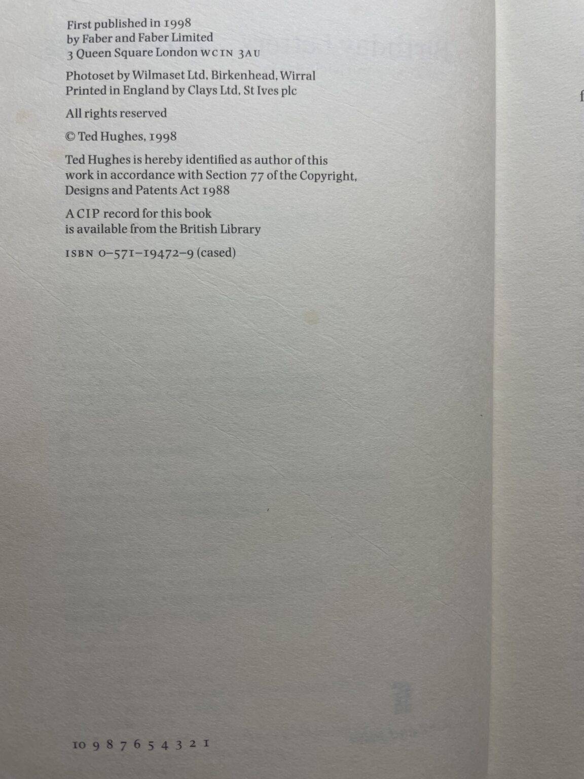 ted hughes birthday letters first ed2