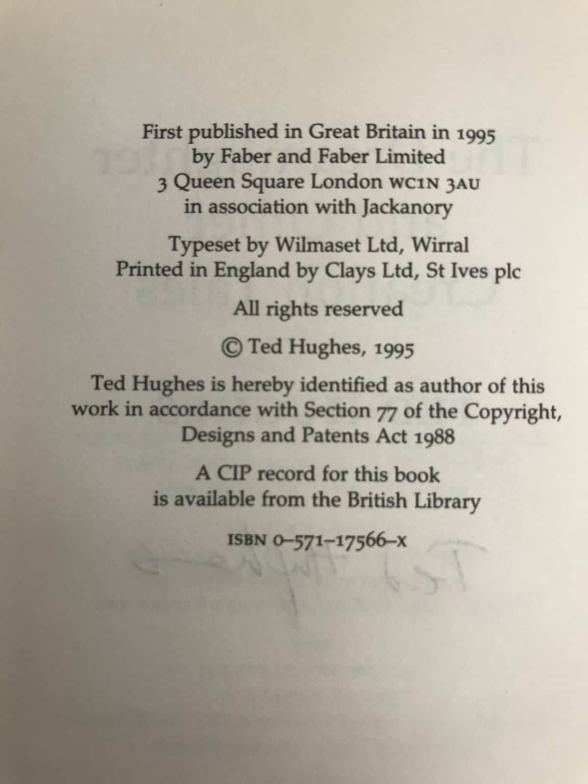 ted hughes the dreamfighter signed first3