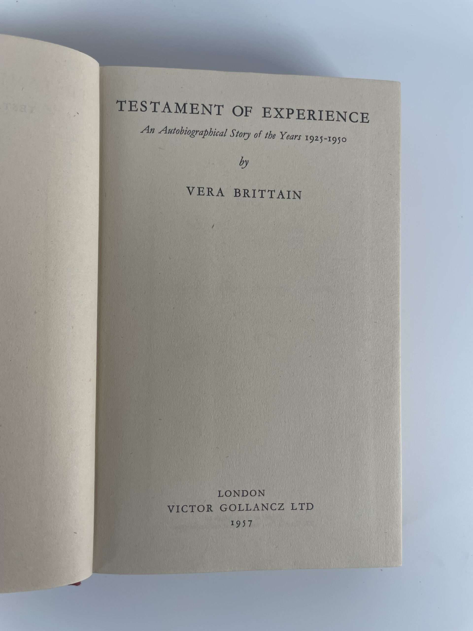 vera brittain testament of experience first ed2