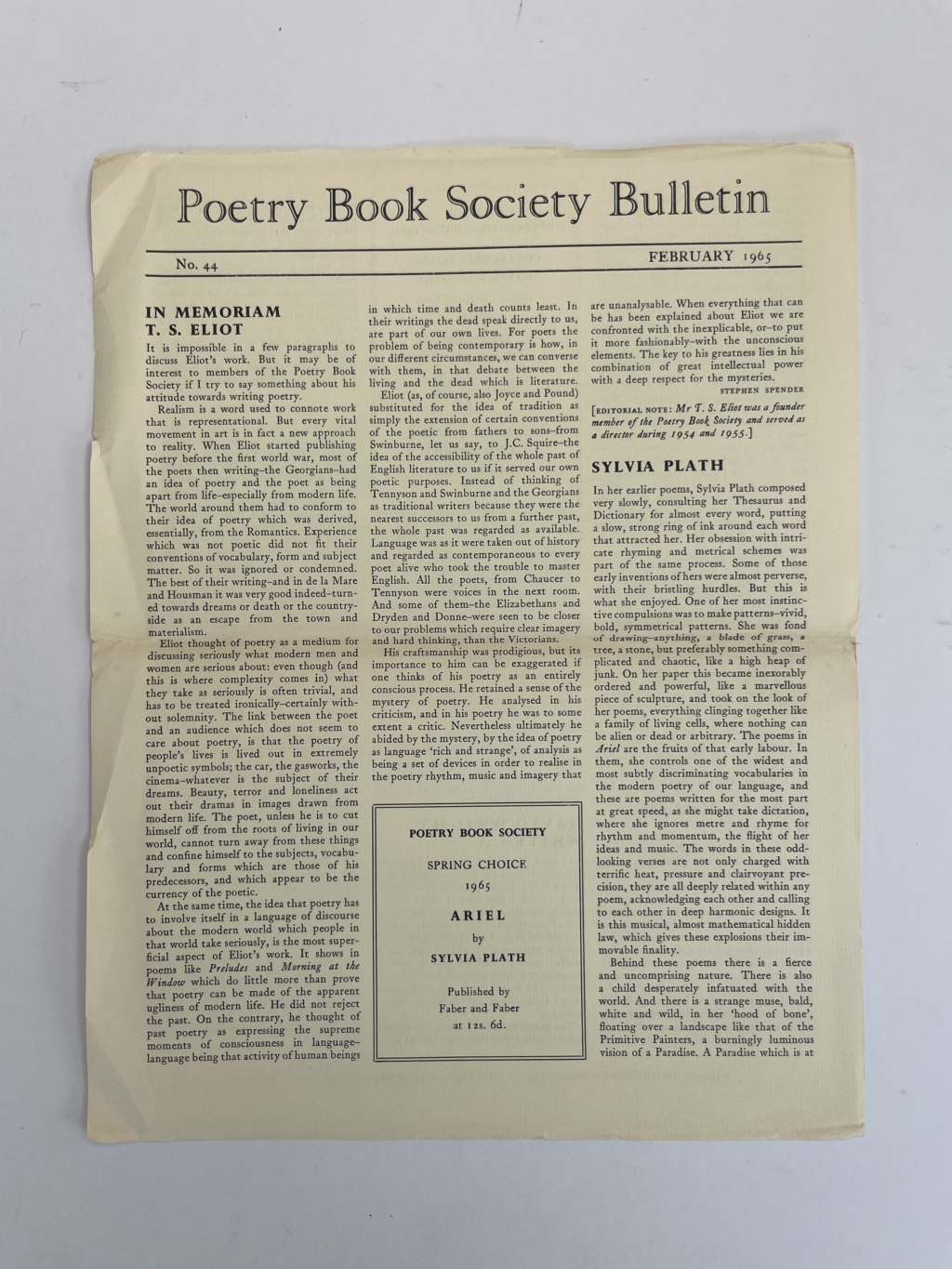 sylvia plath ariel first with band 5