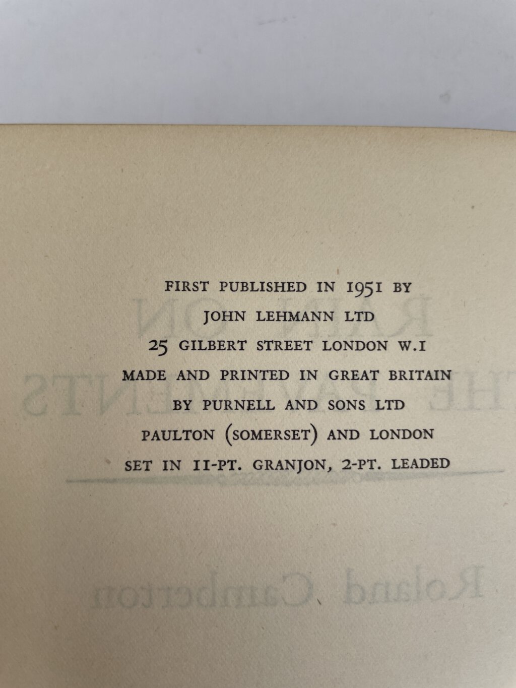 roland camberton rain on the pavements first edition2