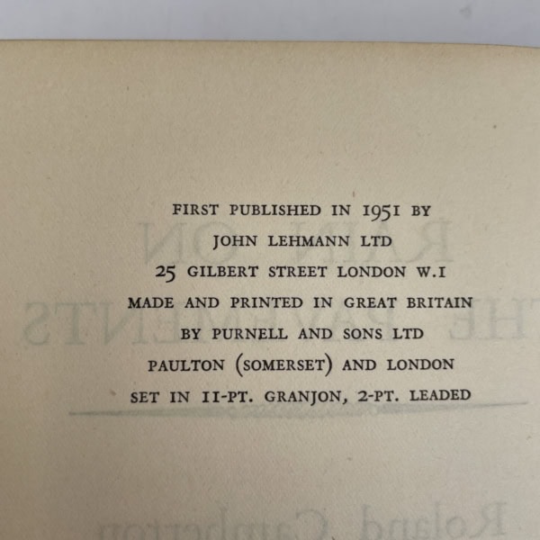 roland camberton rain on the pavements first edition2