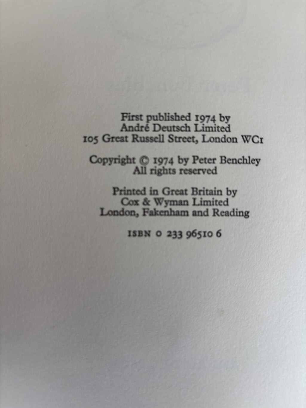 peter benchley jaws first ed2