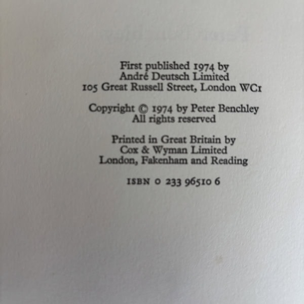 peter benchley jaws first ed2