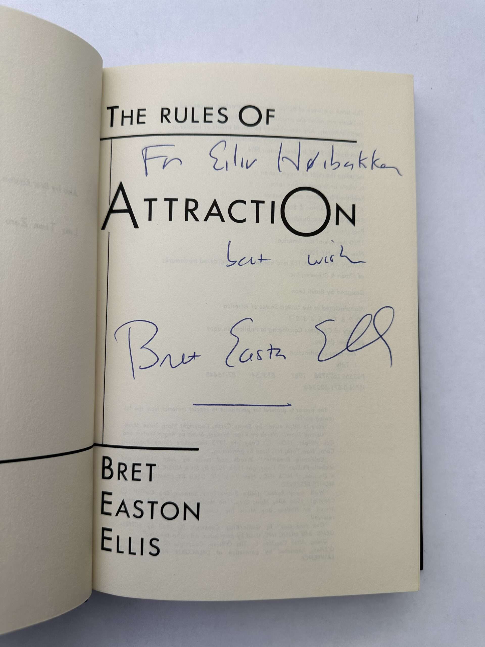 bret easton ellis the rules of attraction signed first2