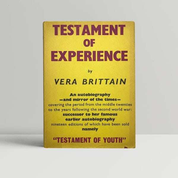 vera brittain testament of experience first uk edition 1957
