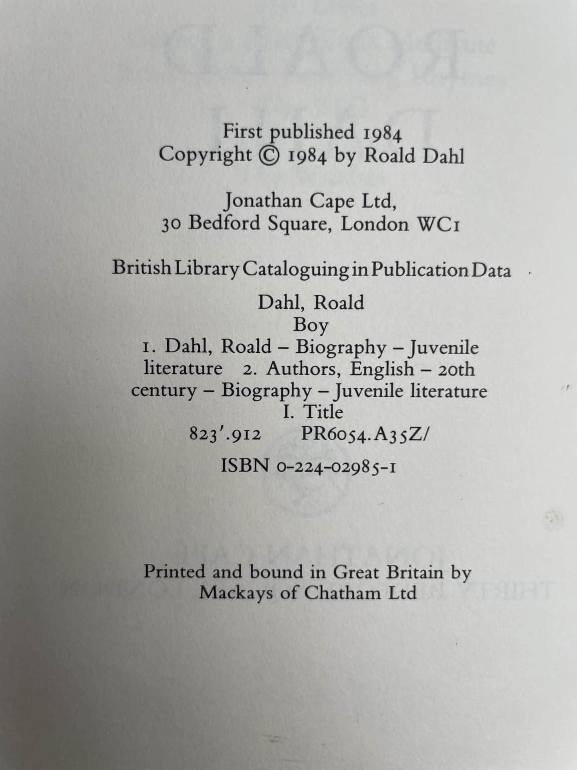 roald dahl boy first edition 125 2