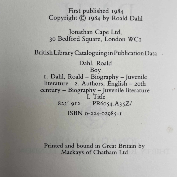 roald dahl boy first edition 125 2