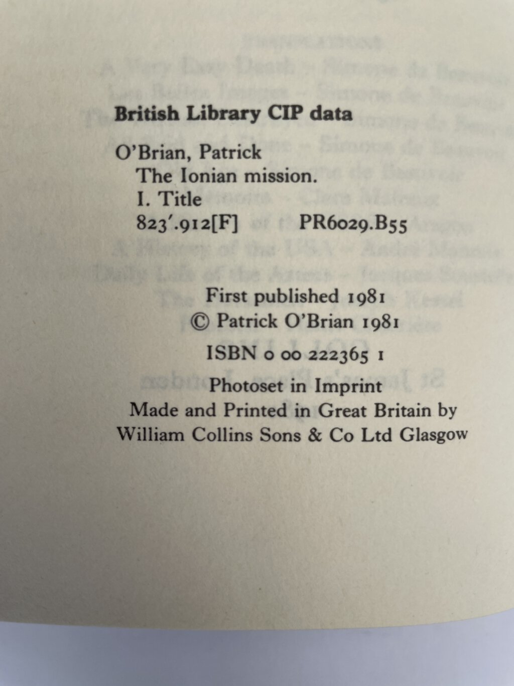 patrick obrian the ionian mission first edition2