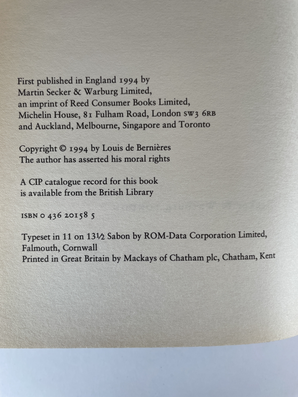 louie de bernieres captain corellis mandolin first edition2