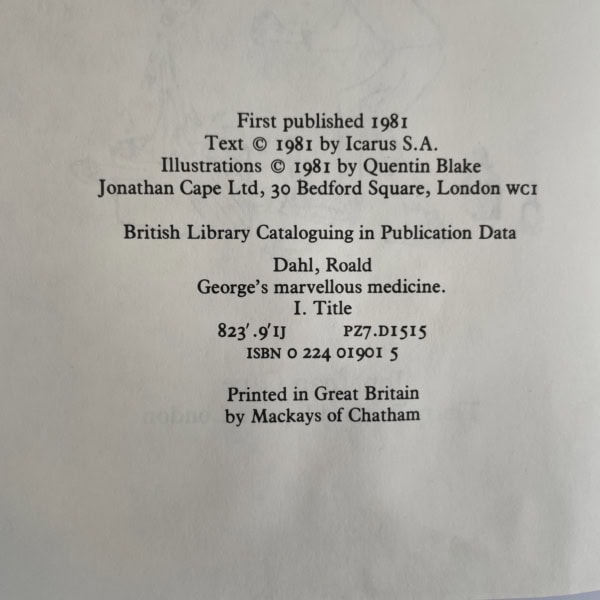 roald dahl georges marvelous medicine signed first ed3