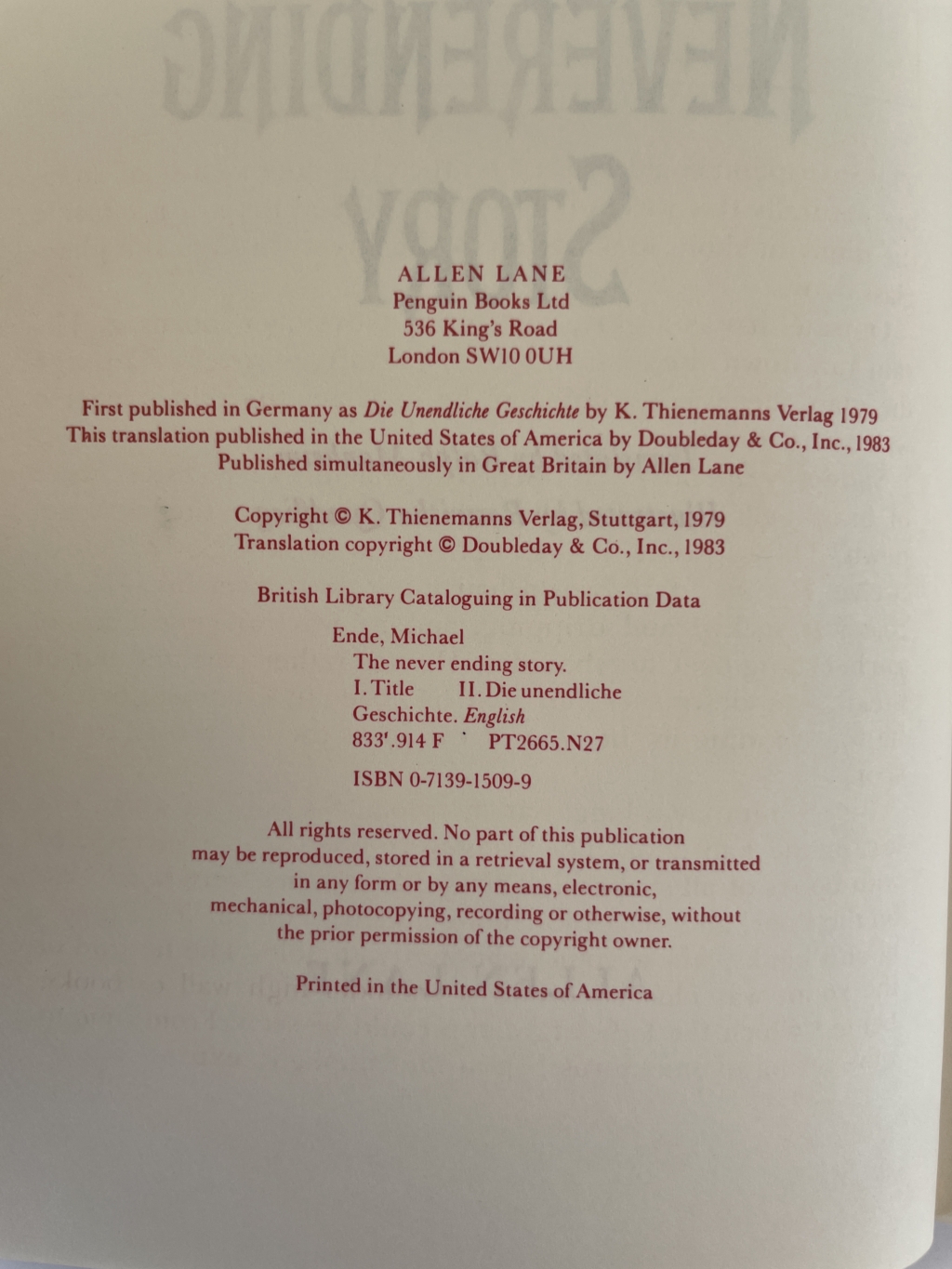 michael ende the neverending story first ed2