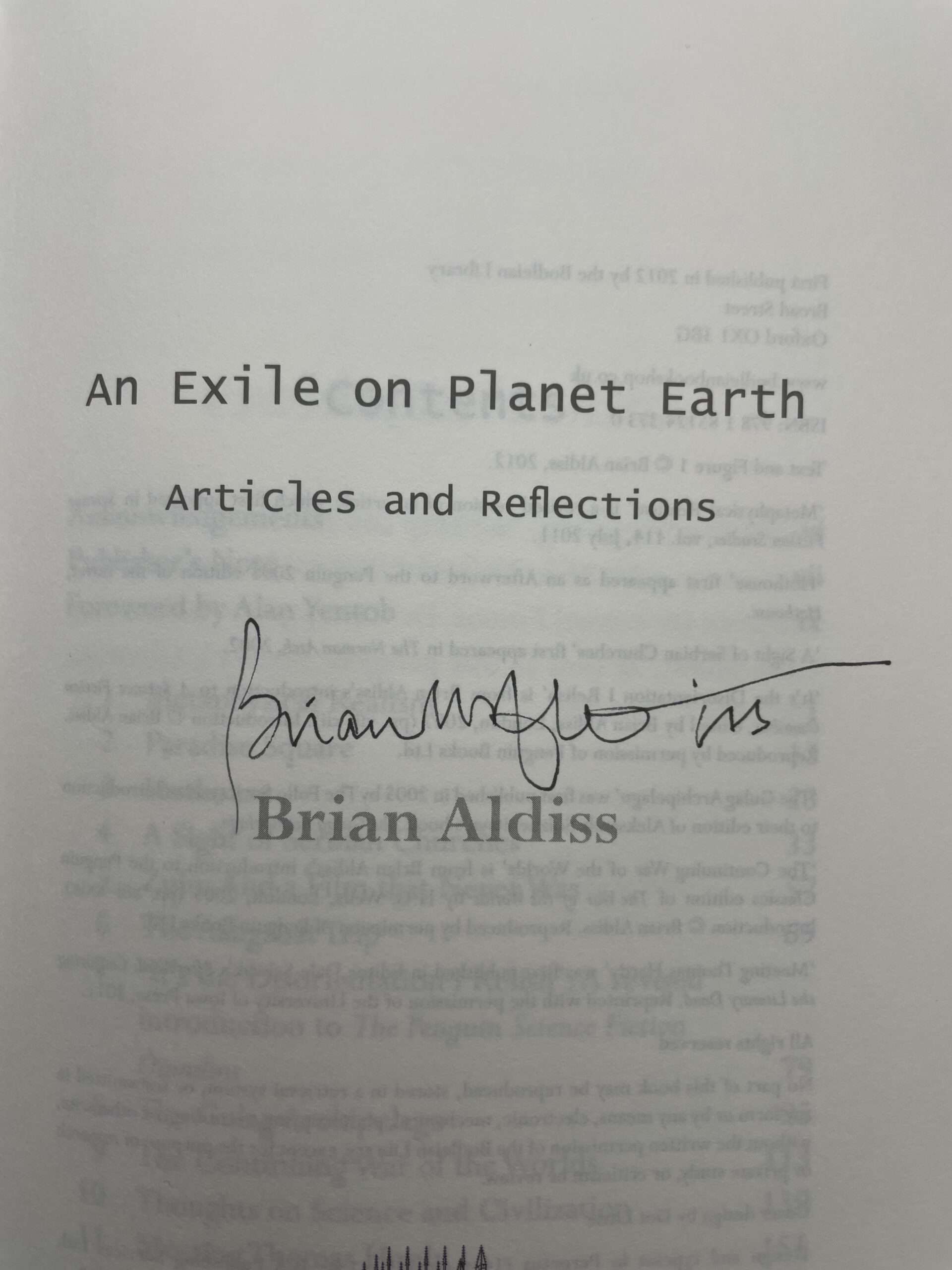 brian aldiss an exile on planet earth signed2
