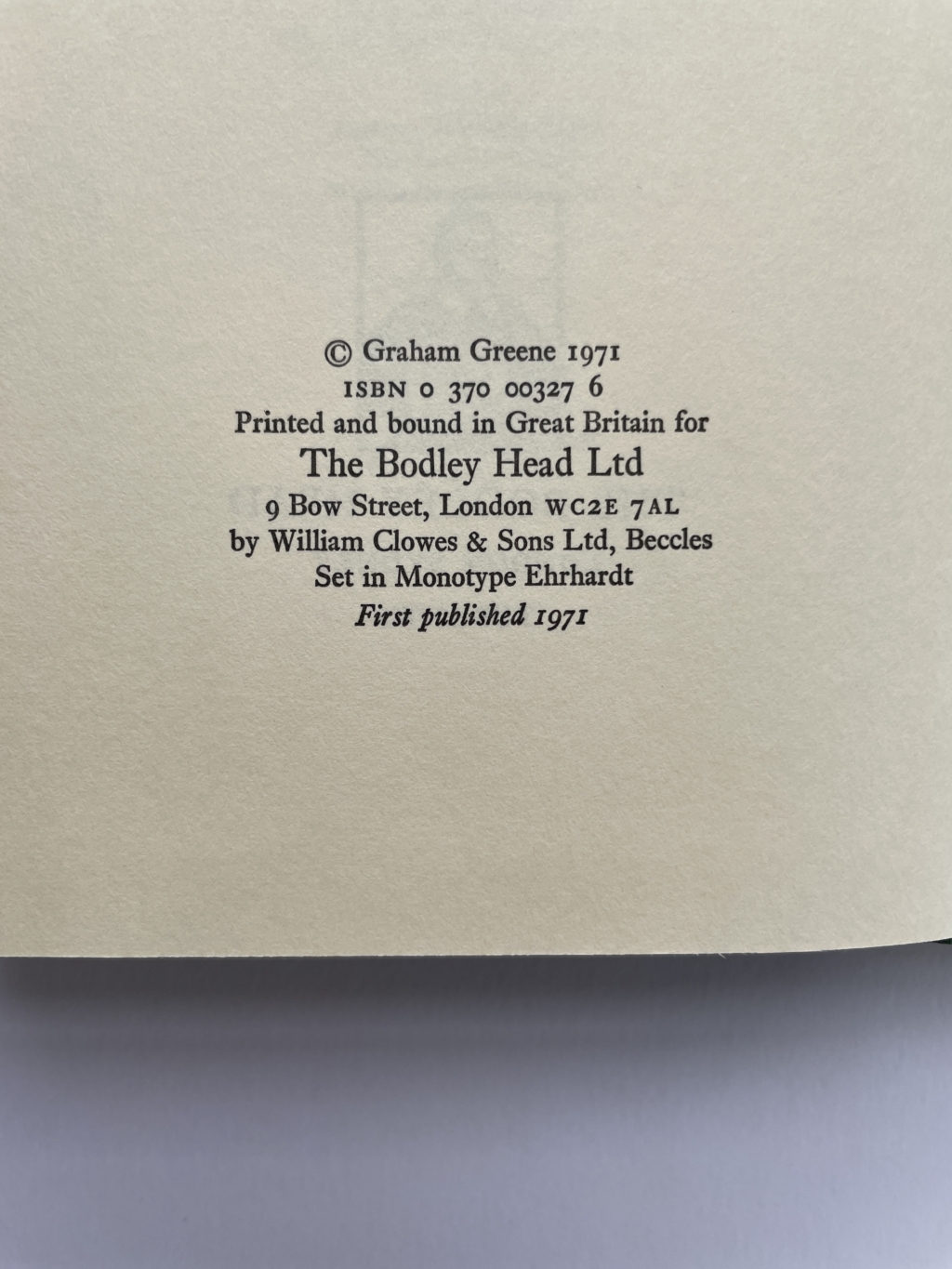 graham greene a sort of life first edi2