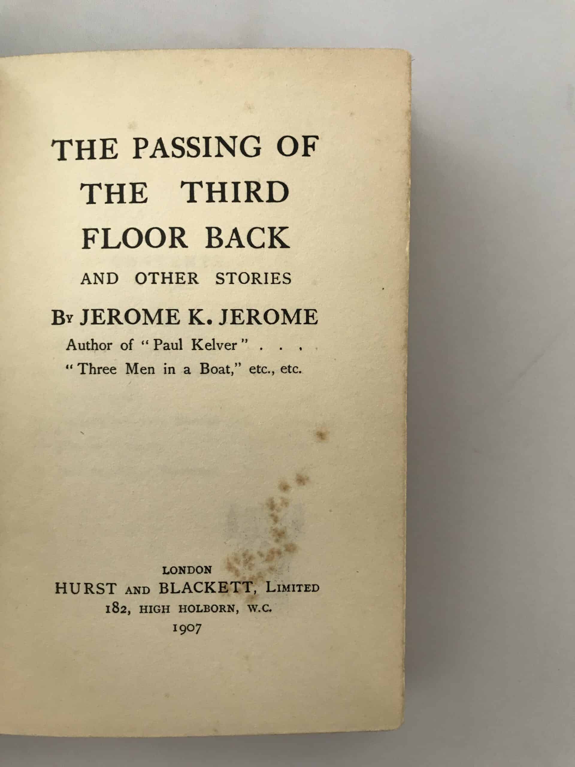jerome k jerome the passing of the third floor back first edition2