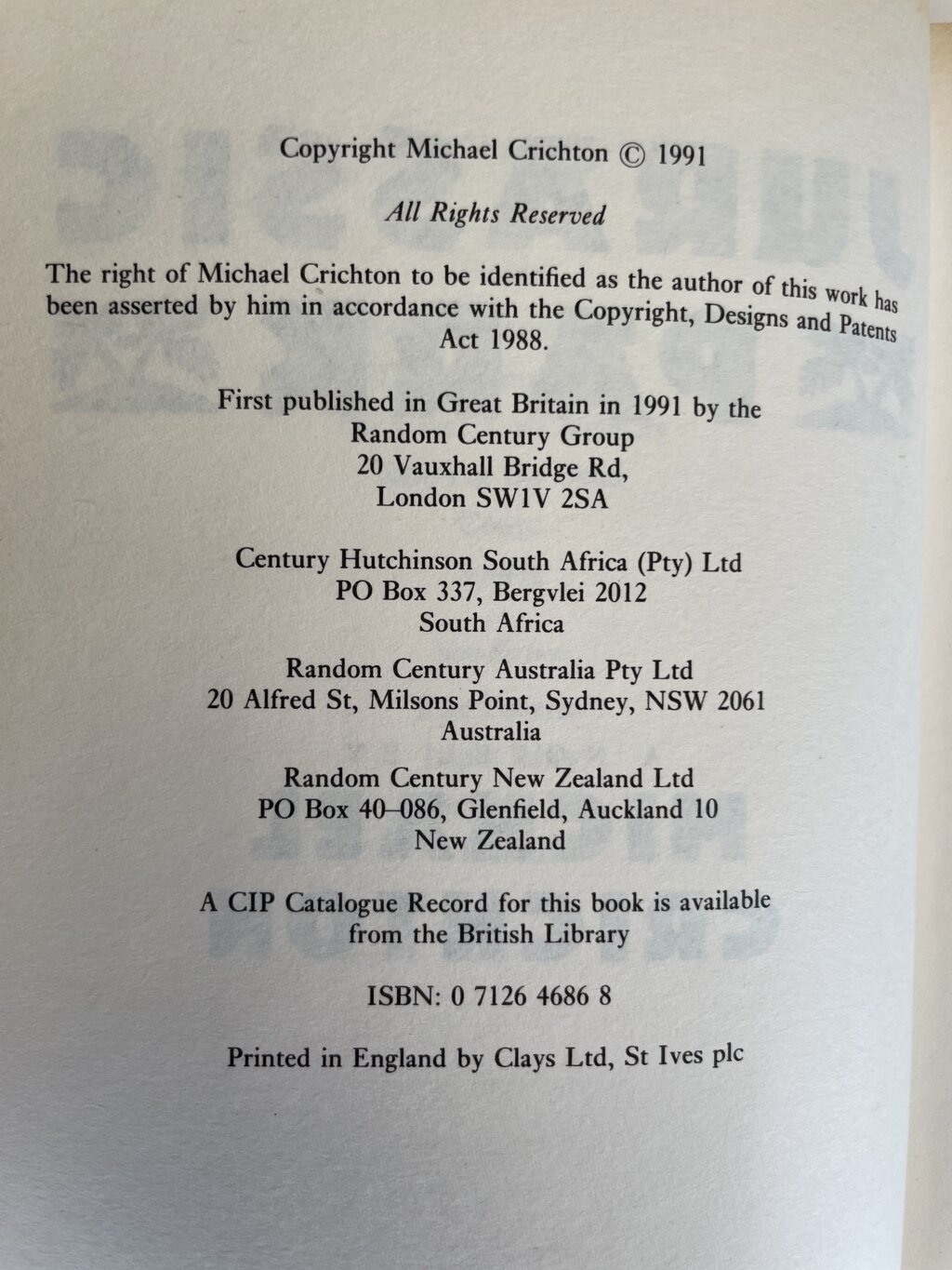 michael crichton jurassic park first edi 2