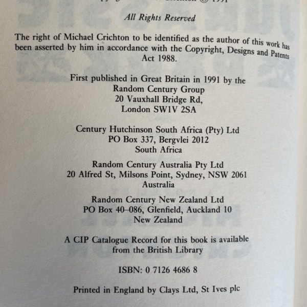 michael crichton jurassic park first edi 2