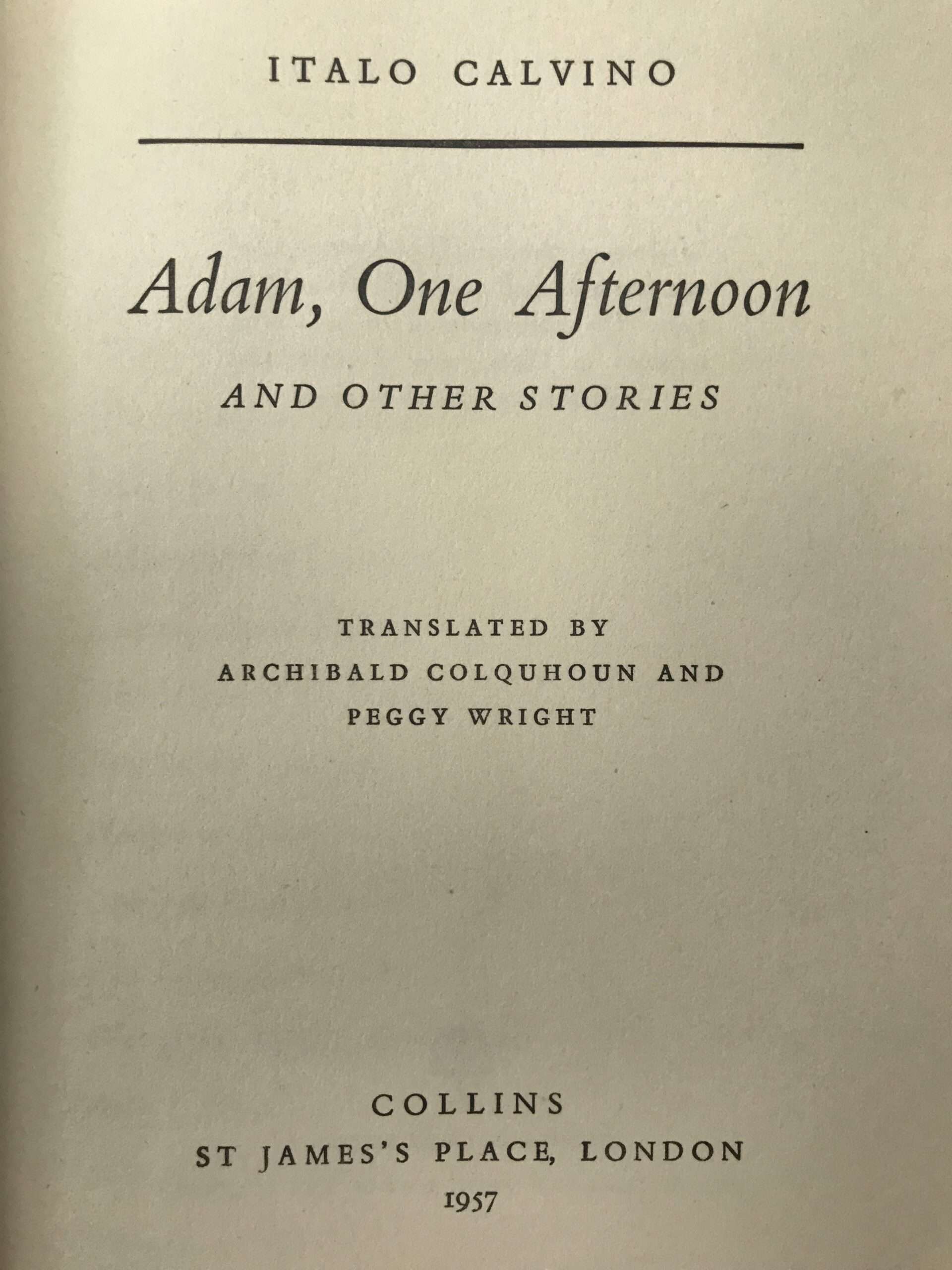 adam one afternoon italo calvino first edition3