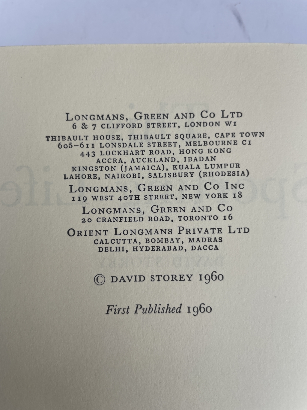 david story this sporting life first edition2