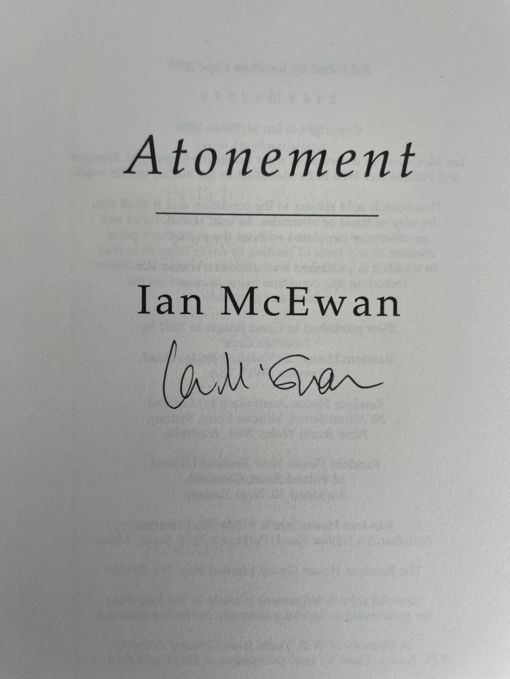 ian mcewan atonement signed first edi 2