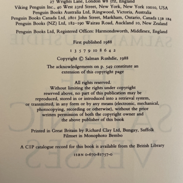 salman rushdie the satanic versus first ed2