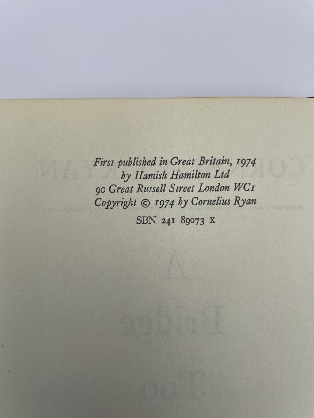 cornelius ryan a bridg to far first ed2