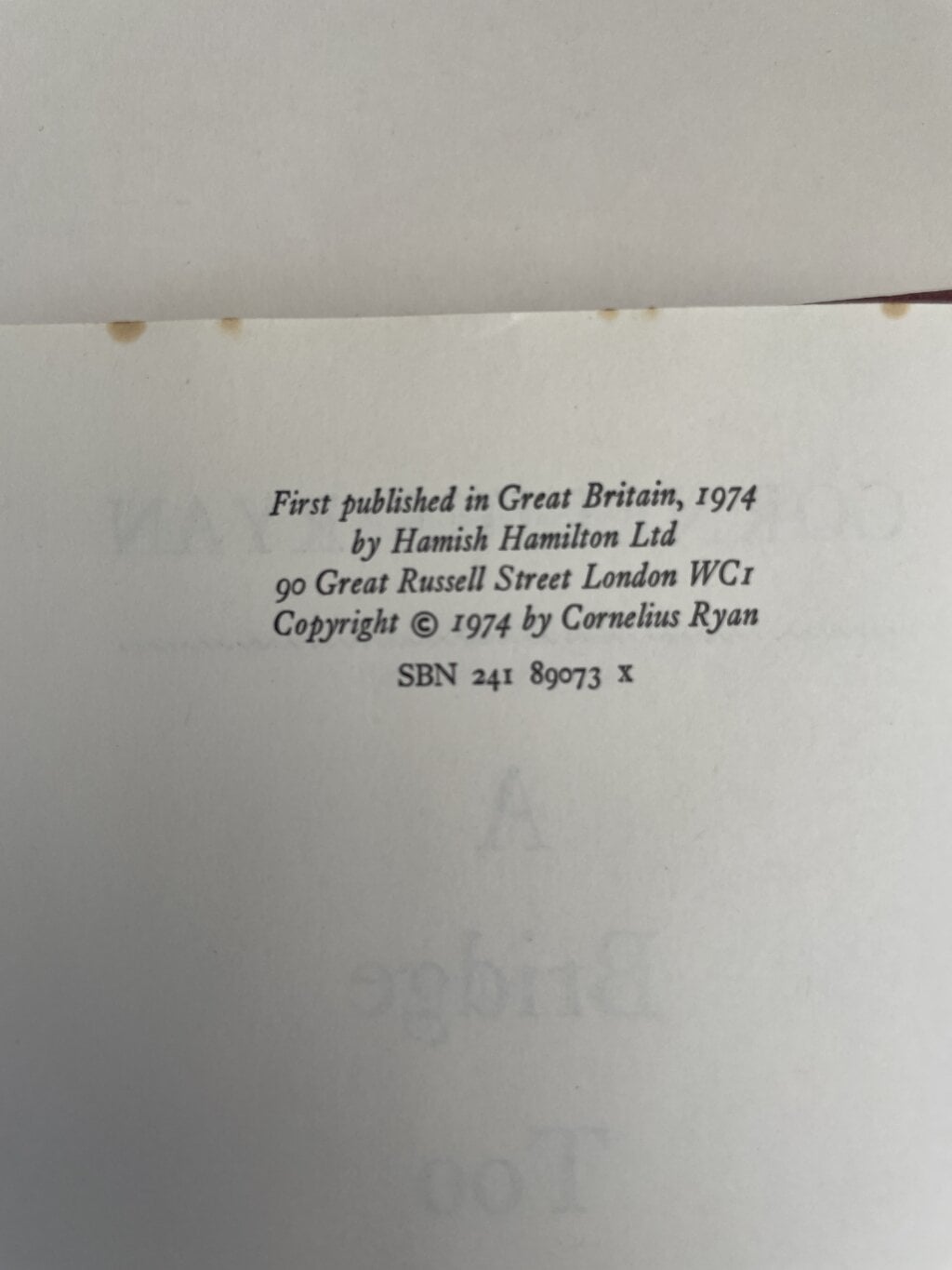 cornelius ryan a bridge too far first edition2