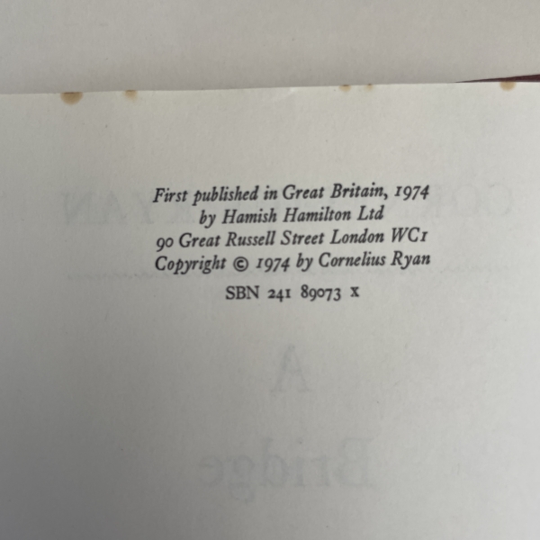 cornelius ryan a bridge too far first edition2