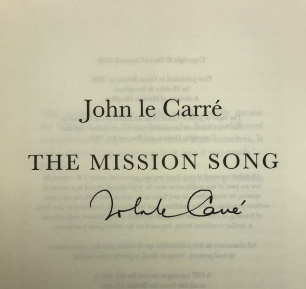john le carre mission song signed first edition2