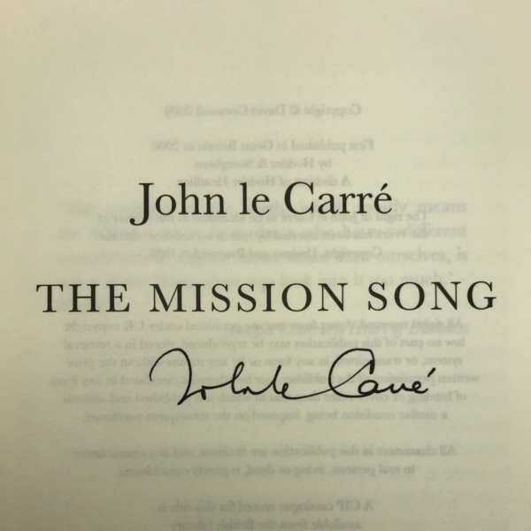 john le carre mission song signed first edition2