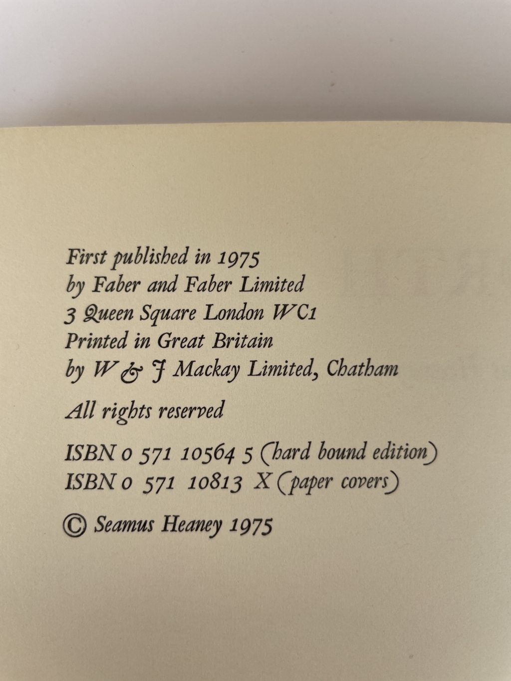 seamus heaney north first edition2