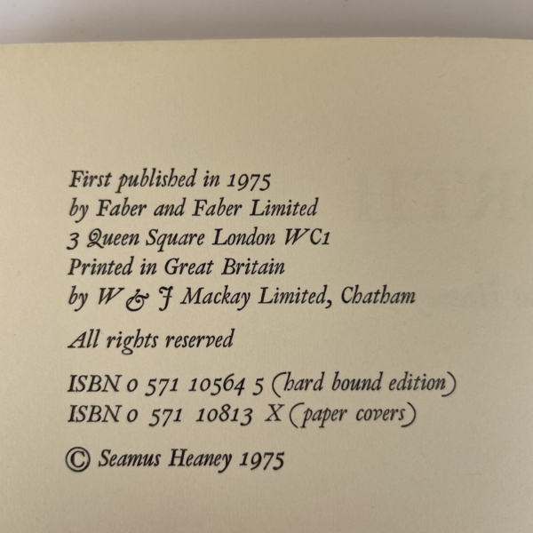 seamus heaney north first edition2