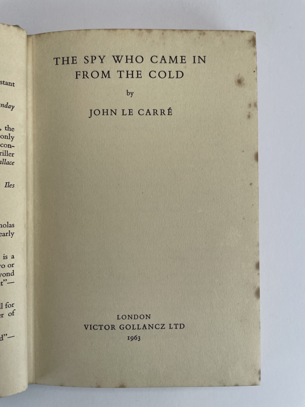 john le carre the spy who came in from the cold 1st 2