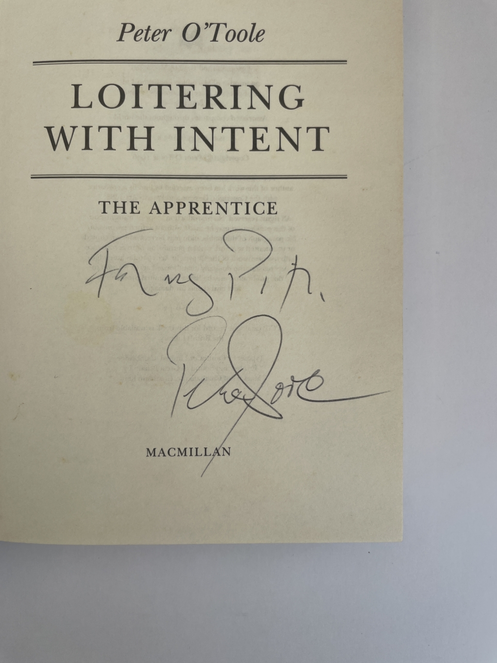 peter o toole loitering with intent signed first 2