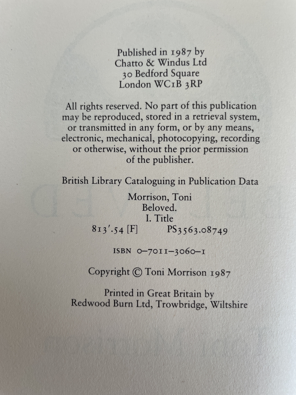 toni morrison beloved first edi2