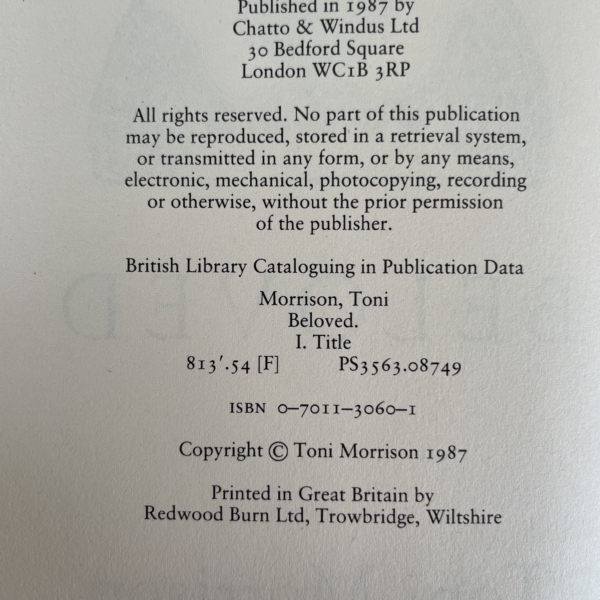 toni morrison beloved first edi2