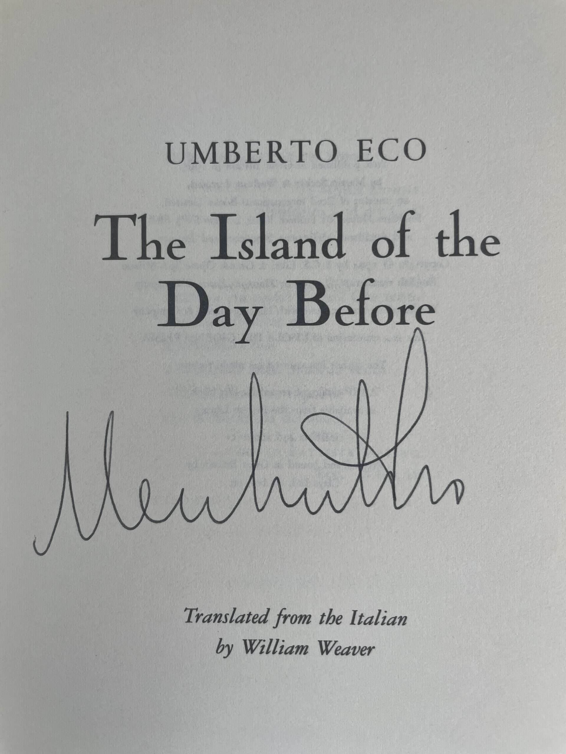umberto eco the island of the dayu before signed first ed2