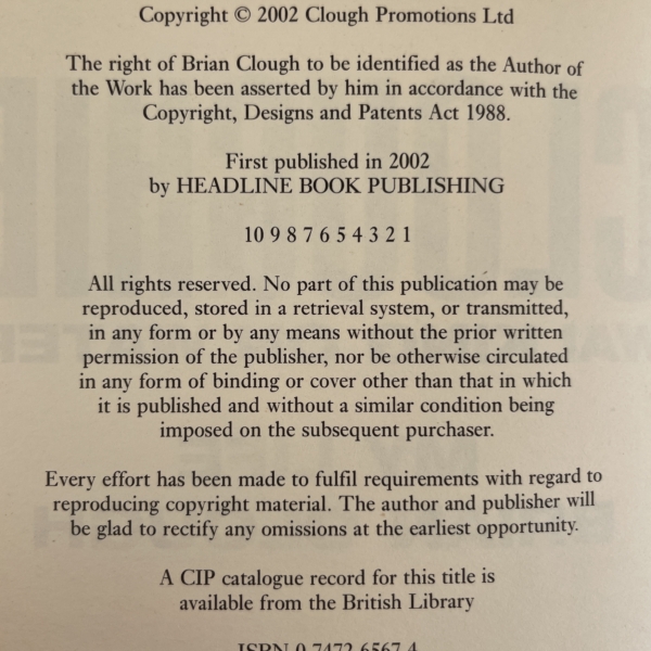 brian clough walking on water signed first ed3