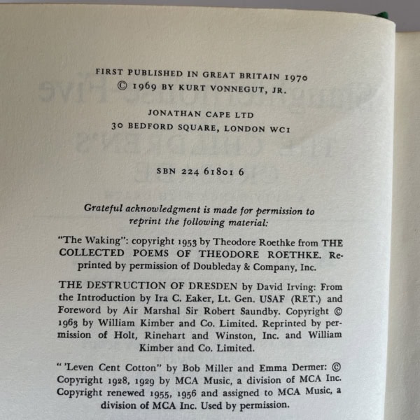 kurt vonnagut slaughterhouse 5 first edition2