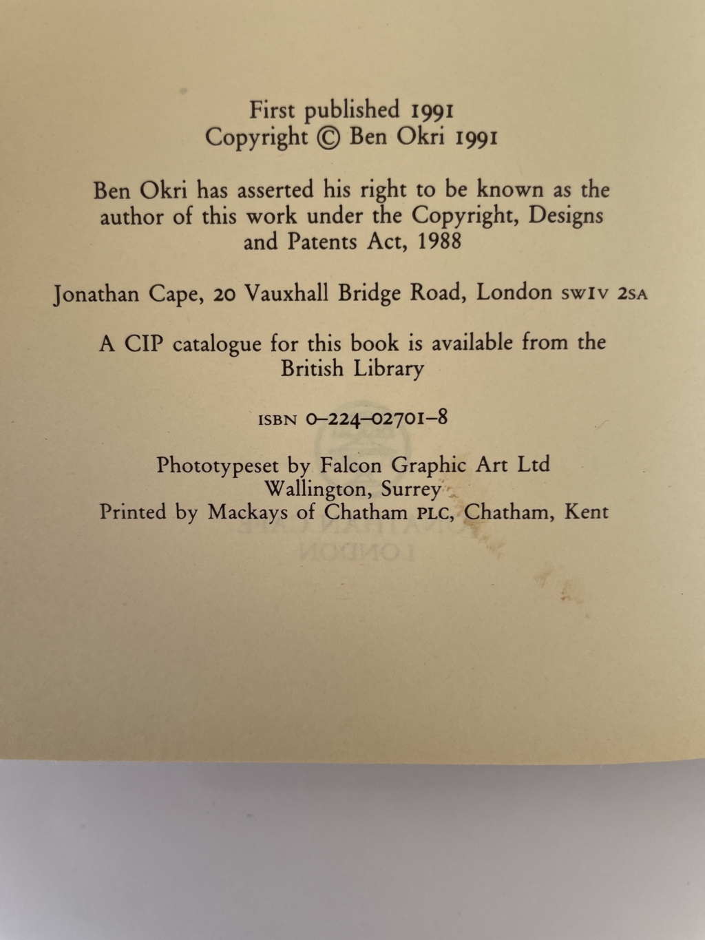 ben okri the famished road first edi2