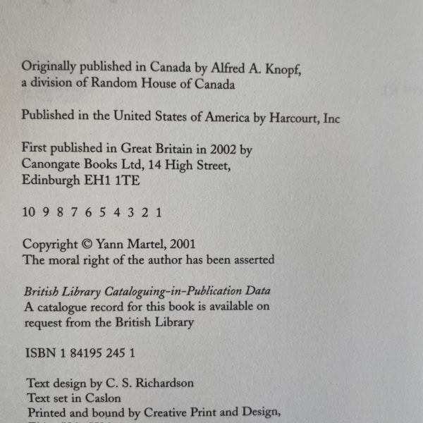 yann martel life of pie first edition2