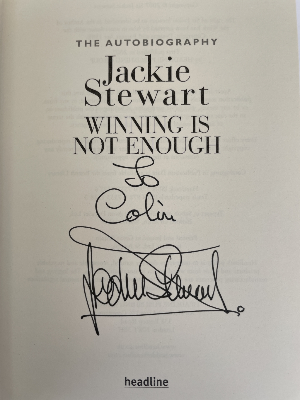 jackie stewart winning is not enough signed first2