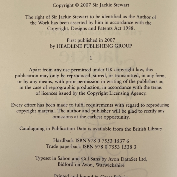 jackie stewart winning is not enough signed first3