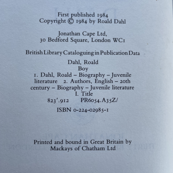 roald dahl boy first 85 2
