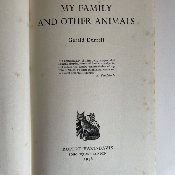 gerald durrell my family and other animals signed first3