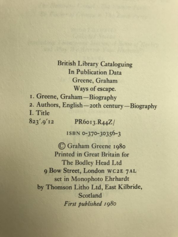 graham greene ways to escape first edition2