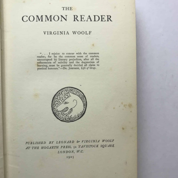 virginia woolf the common reader first ed2