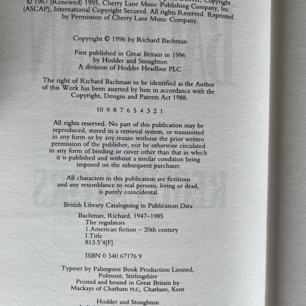 stephen king the regulators first uk edition2