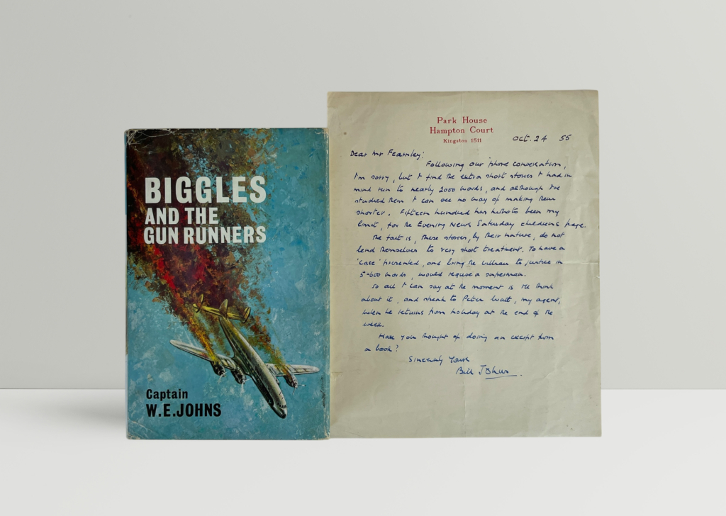 we johns biggles and the gun runners with signed letter1