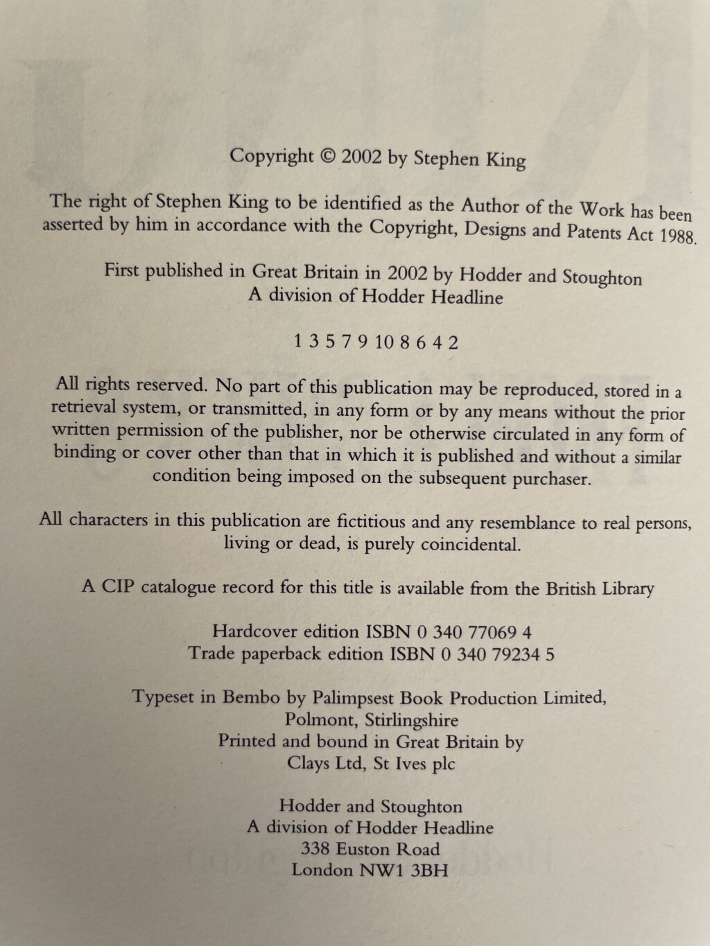 stephen)king from a buick 8 first uk ed2